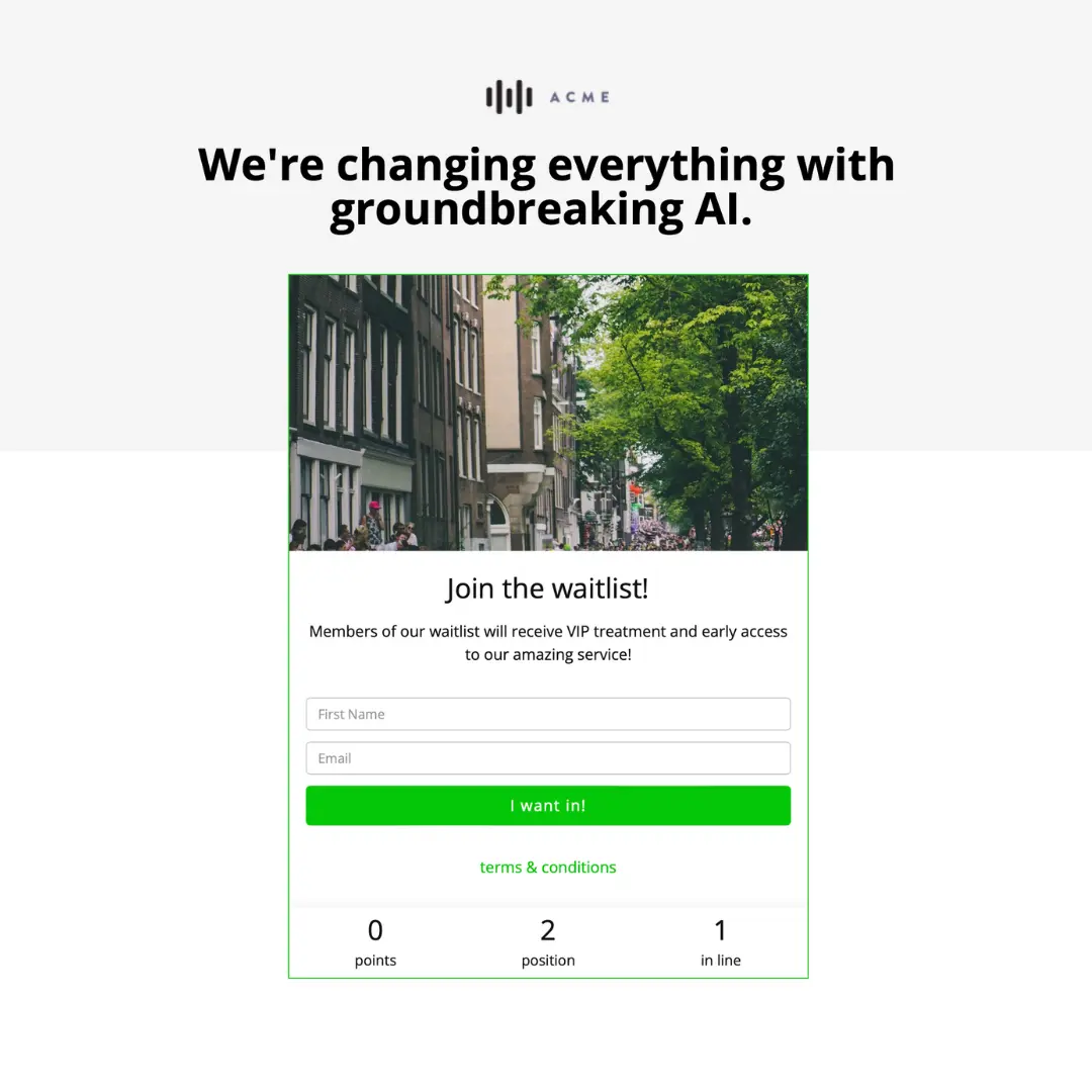 Example of an embedded waitlist.