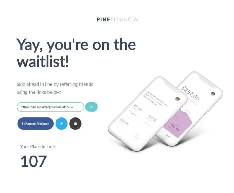 Example of anyform widget viral thank you page