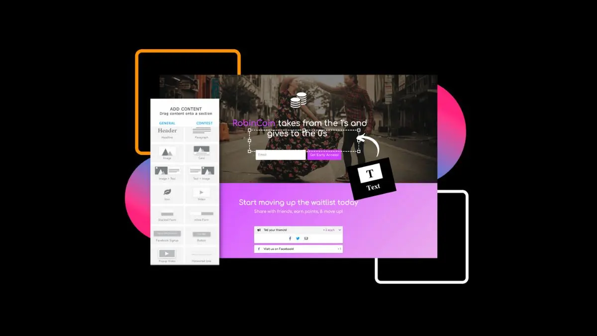 Drag and drop landing page builder